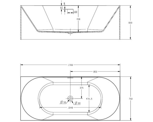 ABBER акриловая ванна слив-перелив стальной каркас 170х75х60 I AB9281