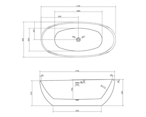 ABBER акриловая ванна слив-перелив стальной каркас 170x80x60 I AB9285