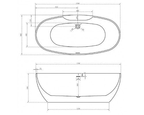 ABBER акриловая ванна слив-перелив стальной каркас 170x80x58 I AB9323