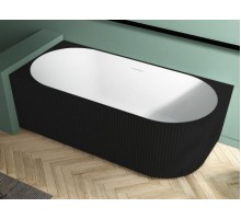 ABBER акриловая ванна цвет черный матовый слив-перелив, стальной каркас, белая крышка слива 170x80x58 I AB9329-1.7MB L