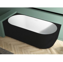 ABBER акриловая ванна цвет черный матовый слив-перелив, стальной каркас, белая крышка слива 170x80x58 I AB9329-1.7MB L
