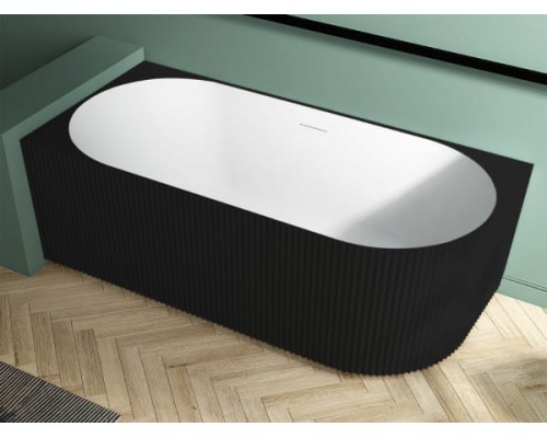 ABBER акриловая ванна цвет черный матовый слив-перелив, стальной каркас, белая крышка слива 170x80x58 I AB9329-1.7MB L