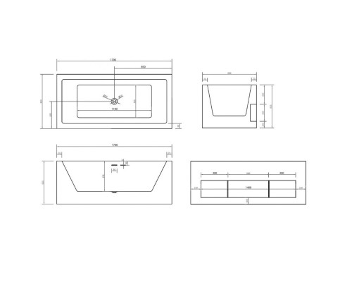 ABBER акриловая ванна слив-перелив стальной каркас 170x80x63,5 I AB9339-1.7