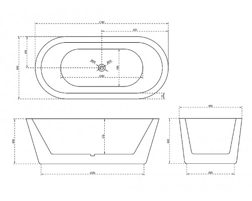 ABBER акриловая ванна слив-перелив стальной каркас 170x80x60 I AB9345-1.7