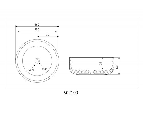 Умывальник накладной ABBER Bequem AC2100MB черная матовая