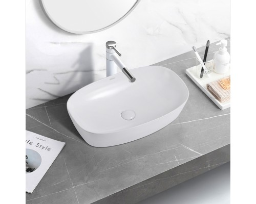 Умывальник накладной керамический белый ABBER Rechteck, AC2206  60.5x39x14