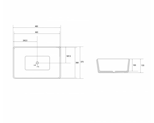 Умывальник накладной ABBER Rechteck AC2212 белая