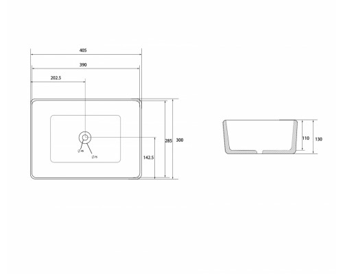 Умывальник накладной ABBER Rechteck AC2213 белая