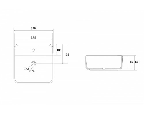 Умывальник накладной ABBER Rechteck AC2215 белая