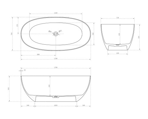 ABBER KARBON отдельностоящая ванна из карбона 170x75x55 I AK9001-1.7