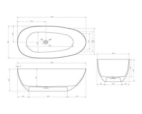 ABBER KARBON отдельностоящая ванна из карбона 170x80x55 I AK9011-1.7