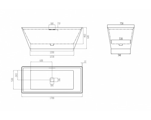ABBER ванна из искусственного камня цвет белый матовый 170x75x60 I AM9912