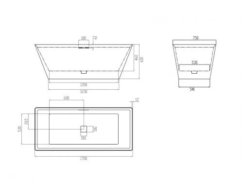 ABBER ванна из искусственного камня цвет серый матовый 170x75x60 I AM9912G