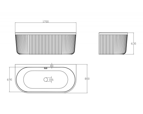 ABBER ванна из искусственного камня цвет белый матовый 170x80x63 I AM9916