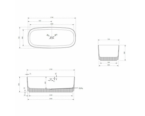 ABBER ванна из искусственного камня цвет: зеленый матовый 170x75x55 I AS9601MCG