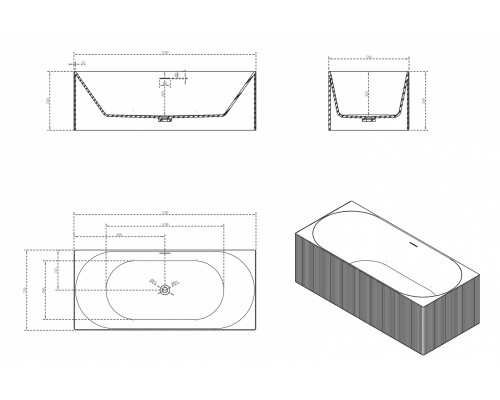 ABBER ванна из искусственного камня цвет: белый матовый 170x75x55 I AS9603