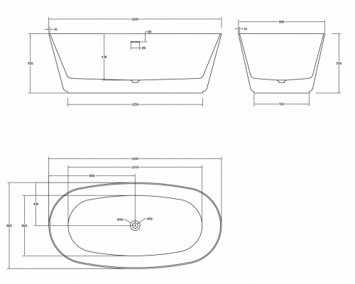 ABBER ванна из искусственного камня цвет: белый матовый 160x80x55 I AS9606