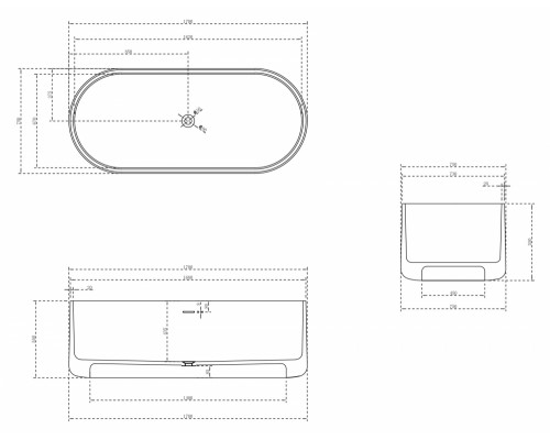 ABBER ванна из искусственного камня цвет: белый матовый 170x75x55 I AS9607
