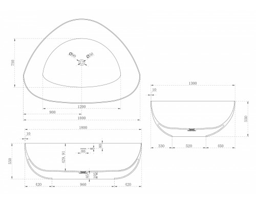 ABBER ванна из искусственного камня цвет: белый матовый 180x130x55 I AS9608