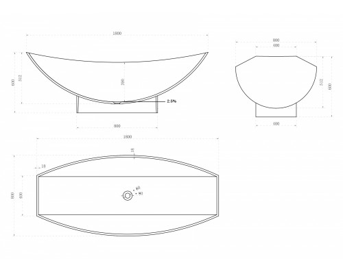 ABBER ванна из искусственного камня цвет: белый матовый 180x80x60 I AS9610