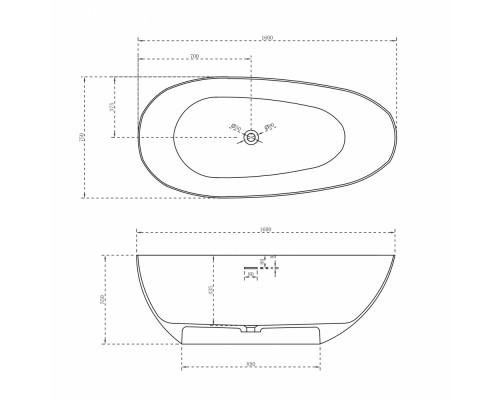 ABBER ванна из искусственного камня цвет: белый матовый 160x75x55 I AS9611-1.6