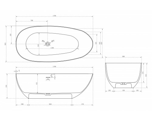 ABBER ванна из искусственного камня цвет: белый матовый 170x80x55 I AS9611-1.7