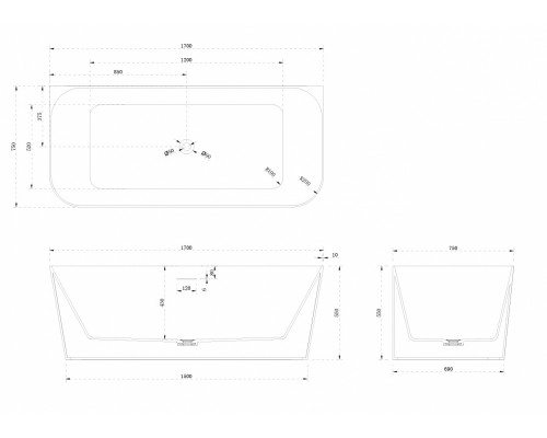 ABBER ванна из искусственного камня цвет: белый матовый 170x75x55 I AS9617