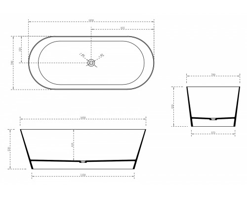 ABBER ванна из искусственного камня цвет: белый матовый 165x70x52 I AS9622