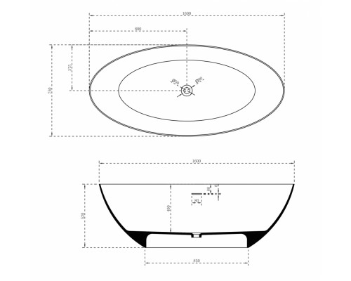 ABBER ванна из искусственного камня цвет: белый матовый 160x75x52 I AS9625-1.6