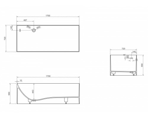 ABBER ванна из искусственного камня цвет: белый матовый 170x72x55 I AS9640-1.7