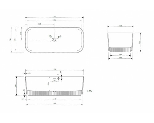 ABBER ванна из искусственного камня цвет белый матовый 170x75x55 I AS9663