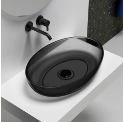 Умывальник накладной полиэфирная смола ABBER Kristall AT2801Onyx черная