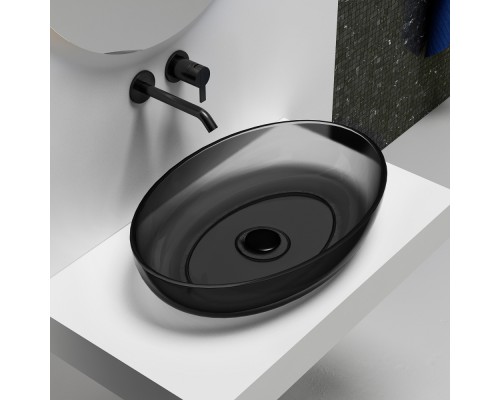 Умывальник накладной полиэфирная смола ABBER Kristall AT2801Onyx черная