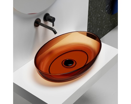 Умывальник накладной полиэфирная смола прозрачная ABBER Kristall AT2801Opal коричневая