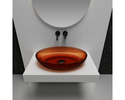 Умывальник накладной полиэфирная смола прозрачная ABBER Kristall AT2801Opal коричневая