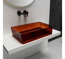 Умывальник накладной полиэфирная смола прозрачная ABBER Kristall AT2803Opal коричневая