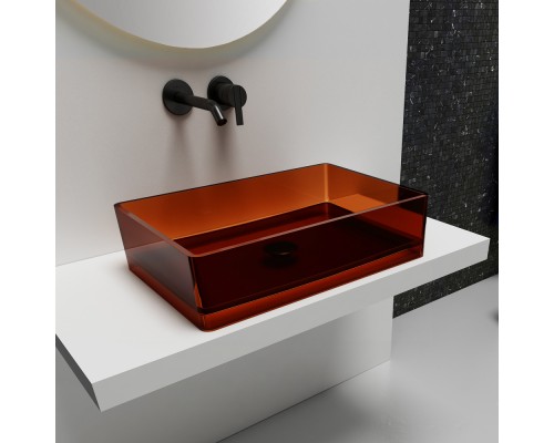 Умывальник накладной полиэфирная смола прозрачная ABBER Kristall AT2803Opal коричневая