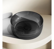 Умывальник накладной прозрачная ABBER Kristall AT2804Onyx черная