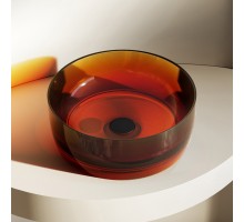 Умывальник накладной полиэфирная смола прозрачная ABBER Kristall AT2804Opal коричневая