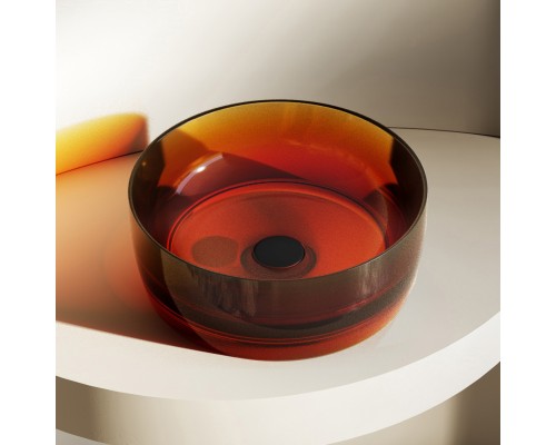 Умывальник накладной полиэфирная смола прозрачная ABBER Kristall AT2804Opal коричневая