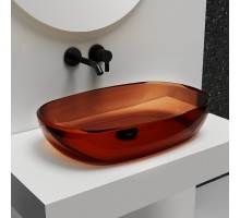 Умывальник накладной полиэфирная смола прозрачная ABBER Kristall AT2805Opal коричневая