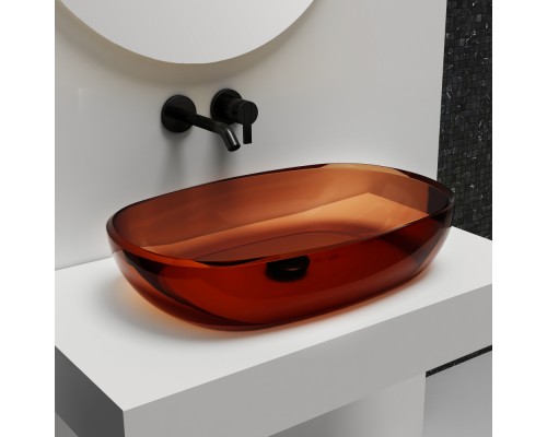 Умывальник накладной полиэфирная смола прозрачная ABBER Kristall AT2805Opal коричневая