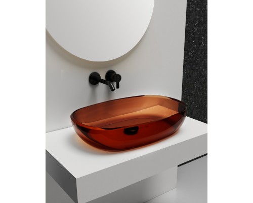 Умывальник накладной полиэфирная смола прозрачная ABBER Kristall AT2805Opal коричневая