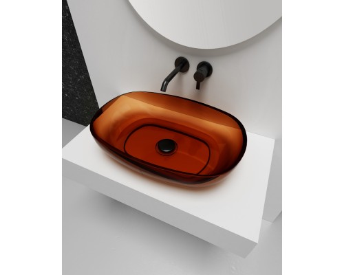 Умывальник накладной полиэфирная смола прозрачная ABBER Kristall AT2805Opal коричневая