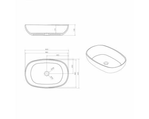Умывальник накладной полиэфирная смола прозрачная ABBER Kristall AT2805Opal коричневая
