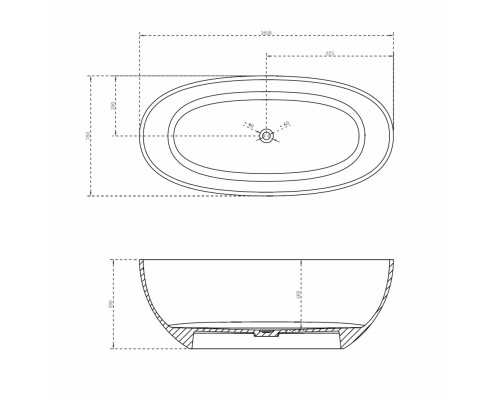 ABBER прозрачная ванна из полиэфирной смолы цвет черный 165х78х58 I AT9701Onyx