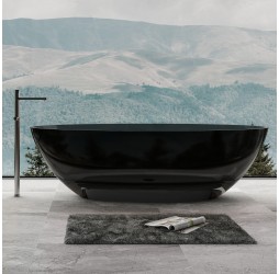 ABBER прозрачная ванна из полиэфирной смолы цвет черный 180х85х52 I AT9702Onyx
