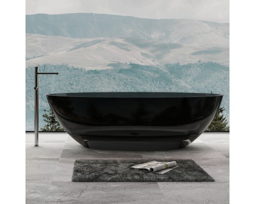 ABBER прозрачная ванна из полиэфирной смолы цвет черный 180х85х52 I AT9702Onyx