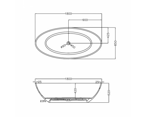 ABBER прозрачная ванна из полиэфирной смолы цвет оливковый 180x85x52 I AT9702Vesuvian