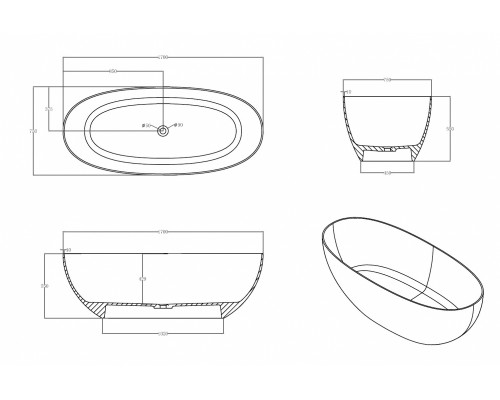 ABBER прозрачная ванна из полиэфирной смолы цвет красный 170х75х55 I AT9703Rubin